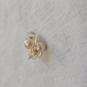 Vintage Pearl Stud 5.5mm 10k Yellow Gold Post Earrings with Rubber Back